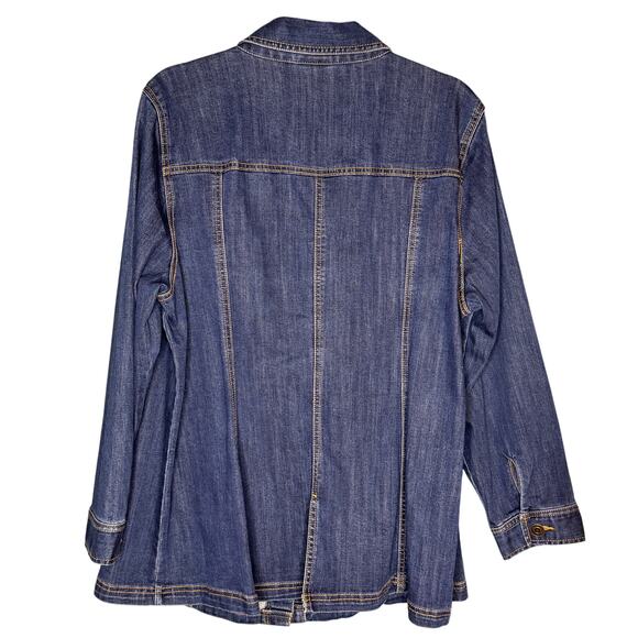 Catherine's 0X Dark Wash Denim Utility Jacket Women's Plus Size Jean Shacket - Picture 2 of 8